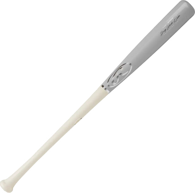 Baseball bat with gray handle and whitehaft on a light gray background