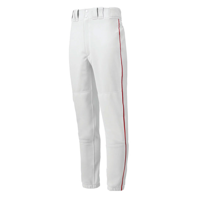 White pants with a red stripe on a white background