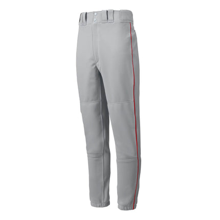 Gray pants with red side striping on a white background
