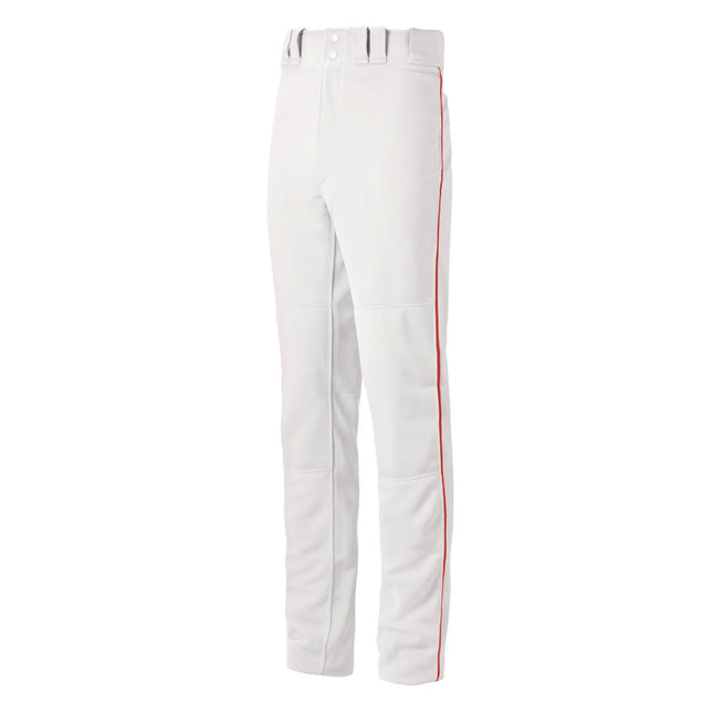 White pants with red stripes on a white background