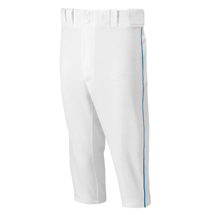 White pants with a blue stripe on a white background