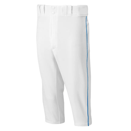 White pants with a blue stripe on a white background