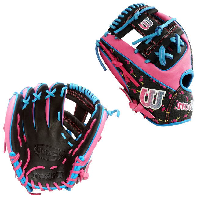 CUSTOM WILSON A2000 1786 - WBW102698115 - FLOCK OF FLAMINGOS - 11.5" LHT BASEBALL GLOVE