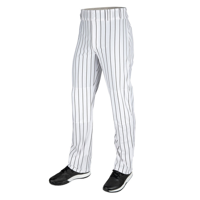 White pants with black stripes on a white background