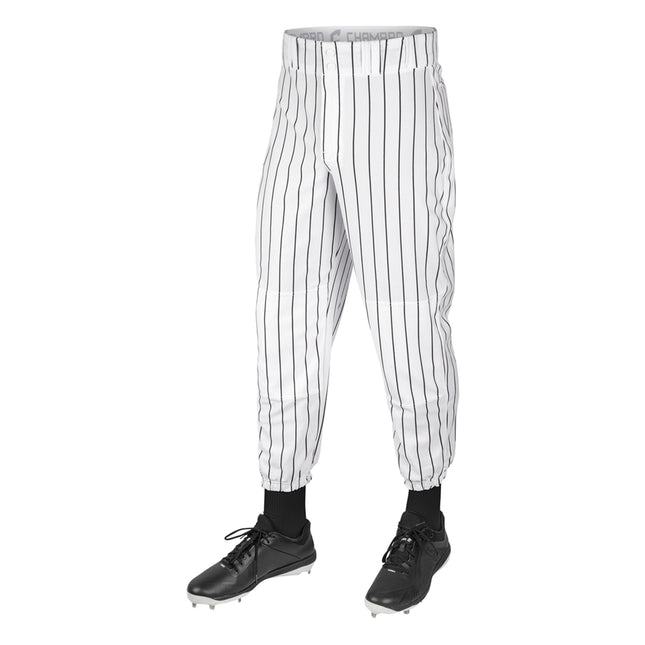 white and black pinstripe baseball pants