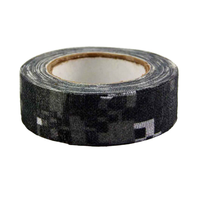 Roll of camo patterned tape on a white background