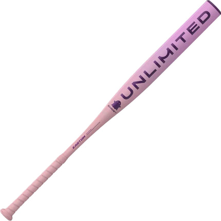 A pink Easton Unlimited baseball bat shown diagonally against a light gray background.