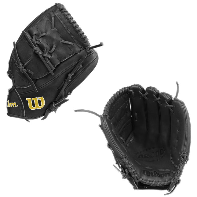 two view of an all black baseball glove