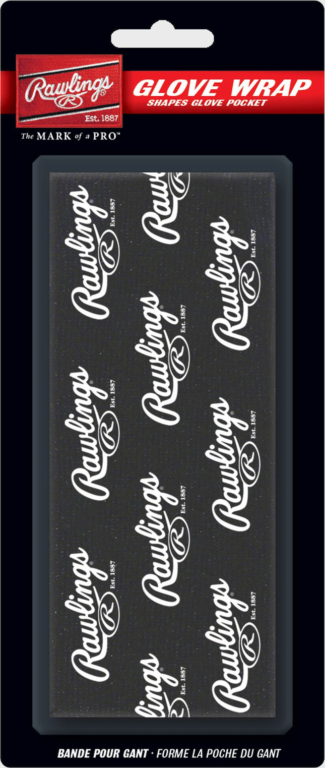 Rawlings glove wrap packaging with black background and white text