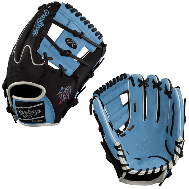 CUSTOM RAWLINGS HEART OF THE HIDE - PRO204W-2 - MARLINS - 11.5" RHT BASEBALL GLOVE