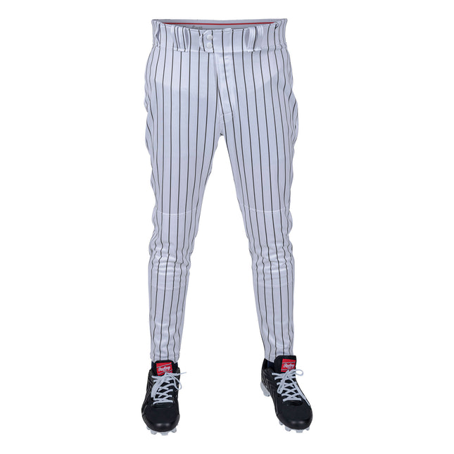 Baseball pants with pinstripe pattern on a white background