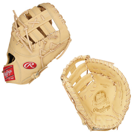 two views of a blonde baseball glove