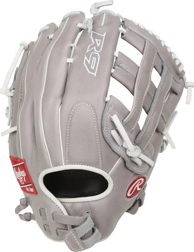 Gray baseball glove with Rawlings logo on a white background