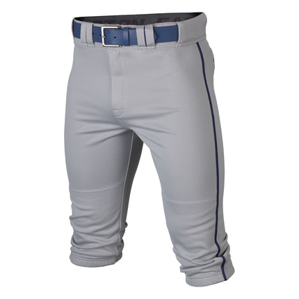 grey baseball pants with navy piping