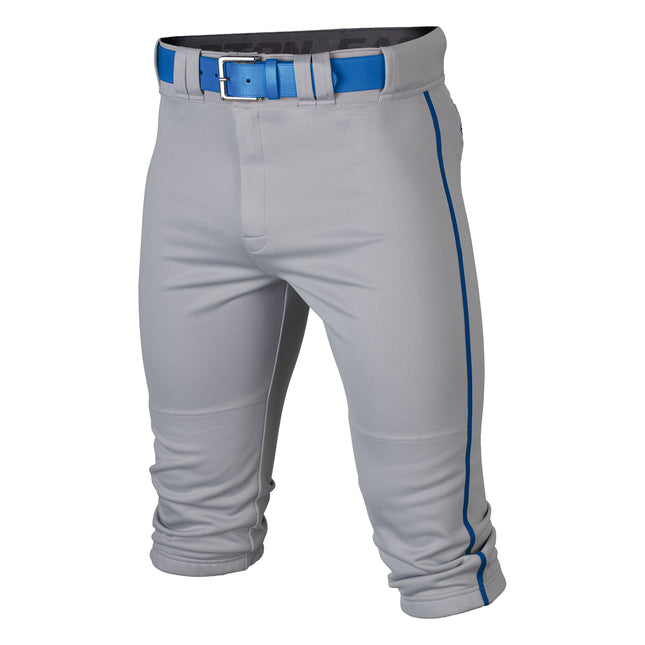 grey baseball pants with blue piping