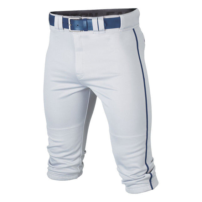 white baseball pants with navy piping