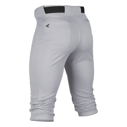 Gray baseball pants with a black belt on a white background