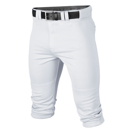 White baseball pants with a black belt on a white background