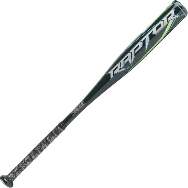 Baseball bat with black and green design on a white background