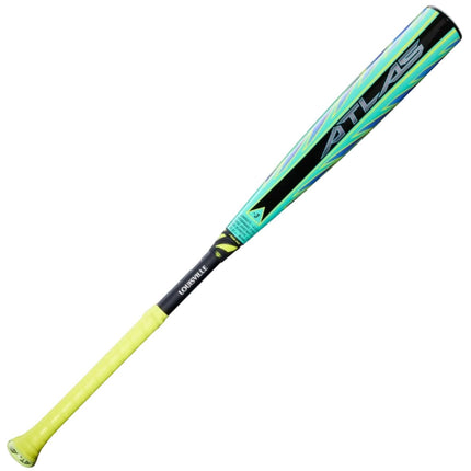 Baseball bat with green and black design on a white background