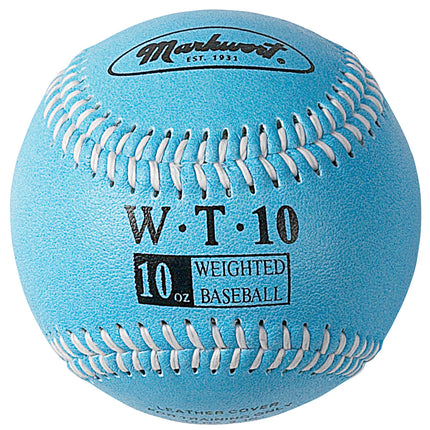 9" LEATHER COVER WEIGHTED TRAINING BASEBALL - COLOR CODED - WT