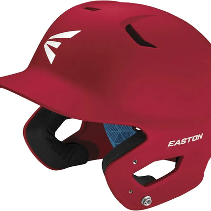 Red Easton baseball helmet on a light gray background