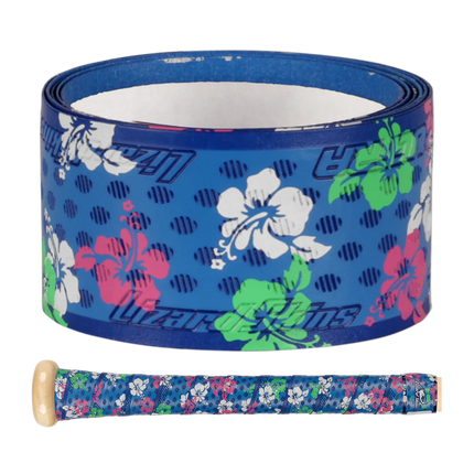Floral-patterned tape with a roll and a section on a white background