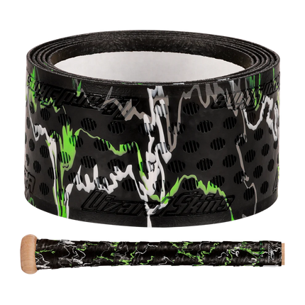 Black tape with green and white patterns on a white background