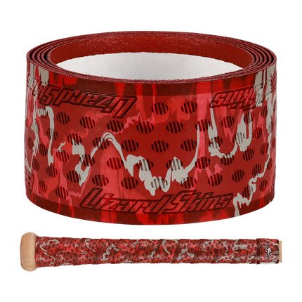 Red grip tape with white and black patterns on a white background