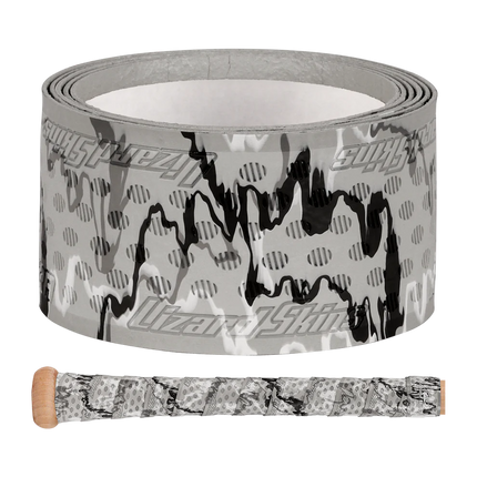 Roll of gray tape with black pattern on a white background
